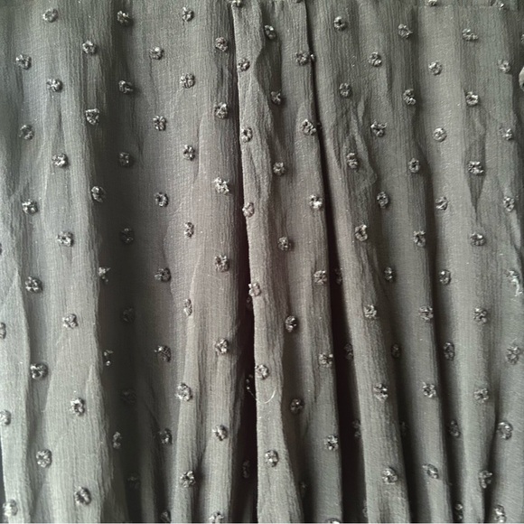 Monteau Ruffle Faux Wrap Midi Dress Flutter Sleeves Black Swiss Dot S - Picture 9 of 10